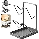 incthoust Kitchen Pot Lid Storage Rack,Pot Lid Organizer,Kitchen Pot Lid Holder While Cooking,Space-Saving Lids Racks,Multifunctional Kitchen Pots Lids Organizer for Countertop(Gray)