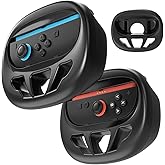 Fosmon Steering Wheel for Nintendo Switch 2 Joy Con Controller, Large Triggers, Anti-Slip, Ergonomic Grip Compatible with Mario Kart World 9 8 Deluxe Game Joycon 2 Racing Wheels Accessories, 2-Pack Black