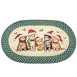 Christmas Santa Cats Accent Braided Rug