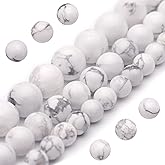 Youngbling Natural Gemstone Beads for Jewelry Making,8mm Howlite Polished Round Smooth Stone Beads for Bracelet Necklace 15 Inch(Howlite,8mm)