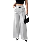 LAJIOJIO Wide Leg Dress Pants Women Casual,High Waist Work Pant Straight Leg Trousers with Pockets
