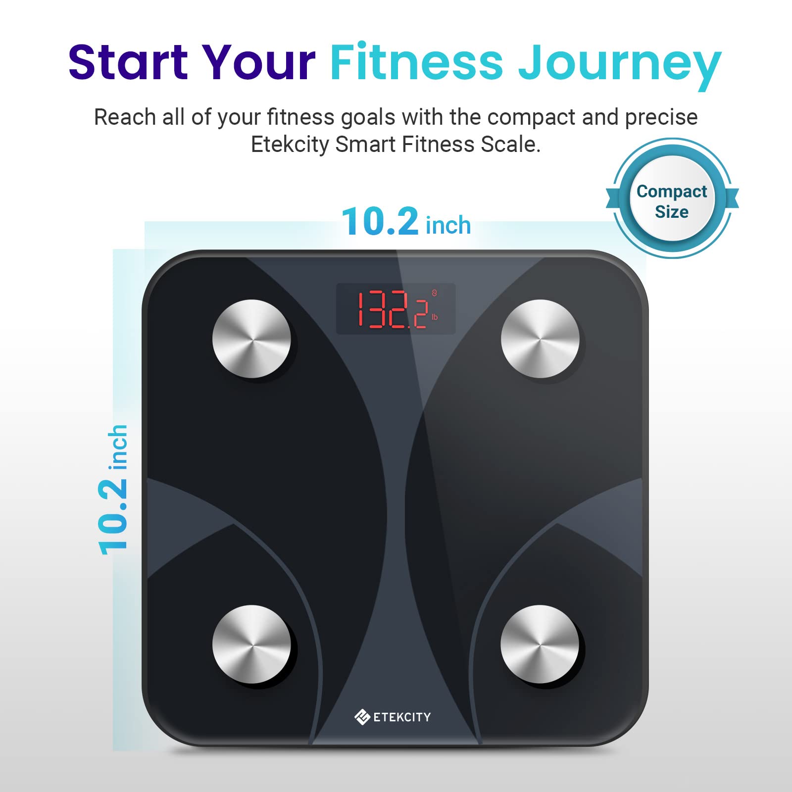 Etekcity Scale for Body Weight and Fat Percentage, Smart Digital LED Bathroom BMI Measurement, Accurate Bluetooth Weighing Machine, Body Composition Analyzer, Ash-black, 400lb