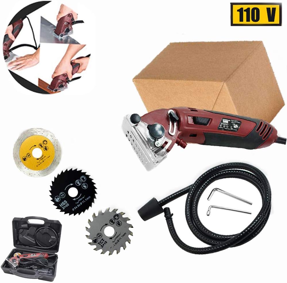Mini Circular Saw Set,Multi-Function Professional Compact Circular Saw with 3 Carbide Tipped Blade, Power Saws Circular Compact for Wood, Metal, Drywall,Tile and Plastic Cutting