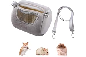WONTEE Dwarf Hamster Carrier Bag Portable Cylinder Warm Outdoor Bag with Adjustable Single Shoulder Strap (Grey)