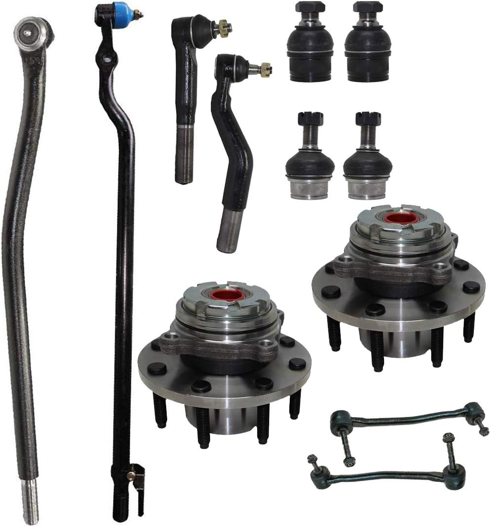 Detroit Axle 12pc Front Wheel Hub and Bearings, Inner and