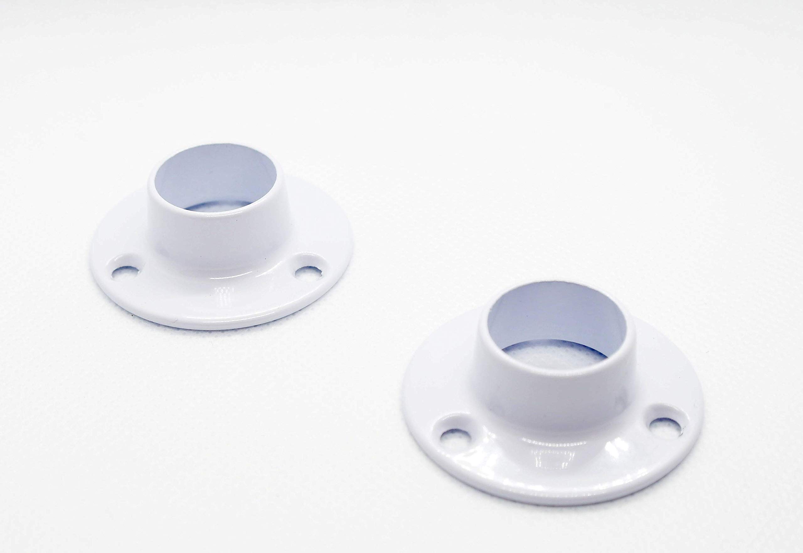 Wardrobe pole rail support End Sockets 19 mm Steel White finish Storage solutions Pack of 2 (19mm Sockets, White)