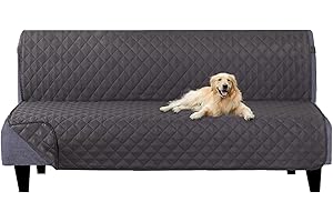 U-NICE HOME Futon Sofa Covers Reversible Sofa Slipcover Armless Cover Furniture Protector Couch Cover Water Resistant (Futon, Dark Grey/Dark Grey)