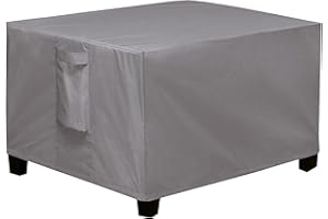 Easy-Going Rectangle Patio Ottoman Cover, Waterproof Outdoor Ottoman Cover, Fade Resistant Patio Side Table Cover, Durable Outdoor Furniture Covers with Sealed Seam (34"x24"x17", Grey)