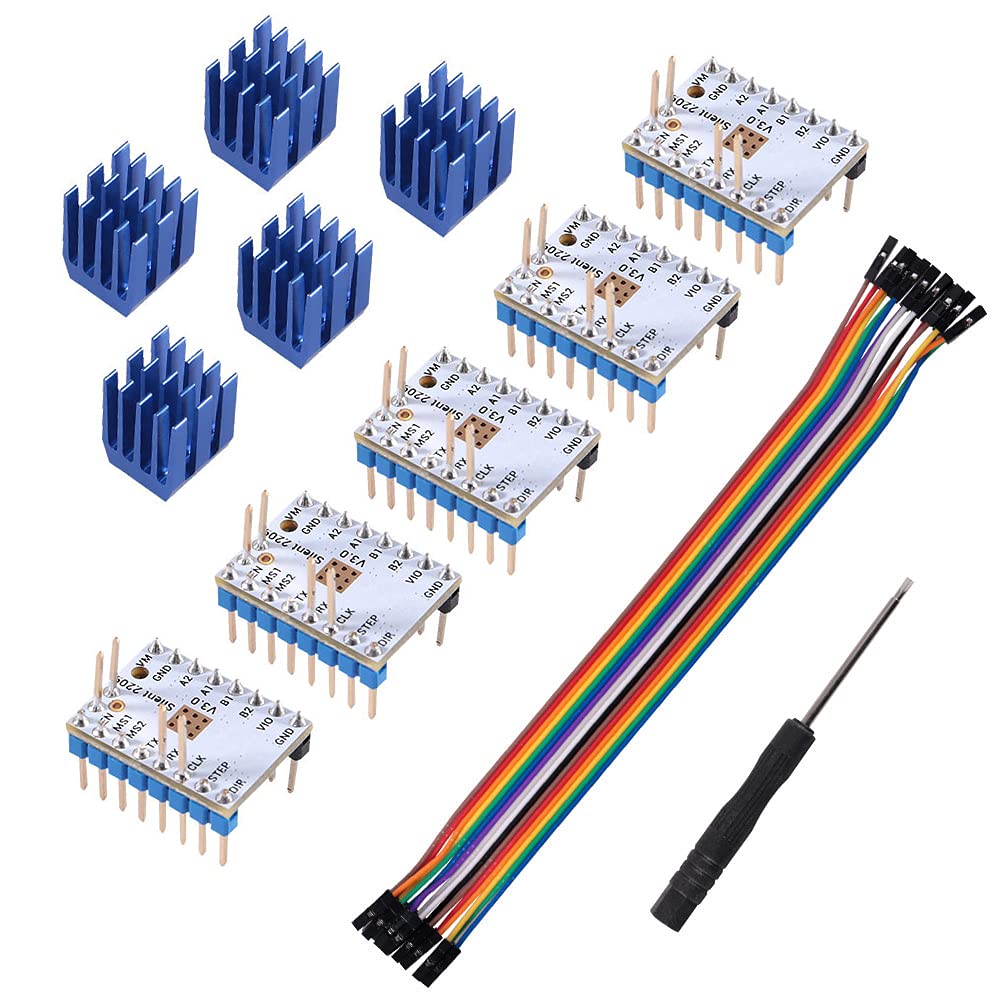 5PCS 3D Printer TMC2209 V3.0 Stepper Motor Driver, TMC2209 Stepper Driver Module with Heat Sink Mute Drive 256 Microsteps for 3D Printer Controller Boards SKR V1.3 MKS GEN L Ramps 1.4/1.5/1.6