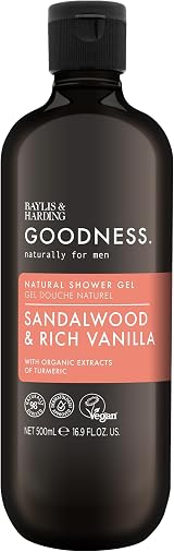 Baylis & Harding Goodness Men’s Sandalwood & Vanilla Shower Gel 500 ml Pack Of 3 view 2