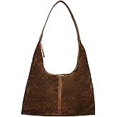 KJMYYXGS Faux Suede Tote Bag for Women, Large Slouchy Suede Hobo Shoulder Bag, Soft Crescent Purse for Work Travel College