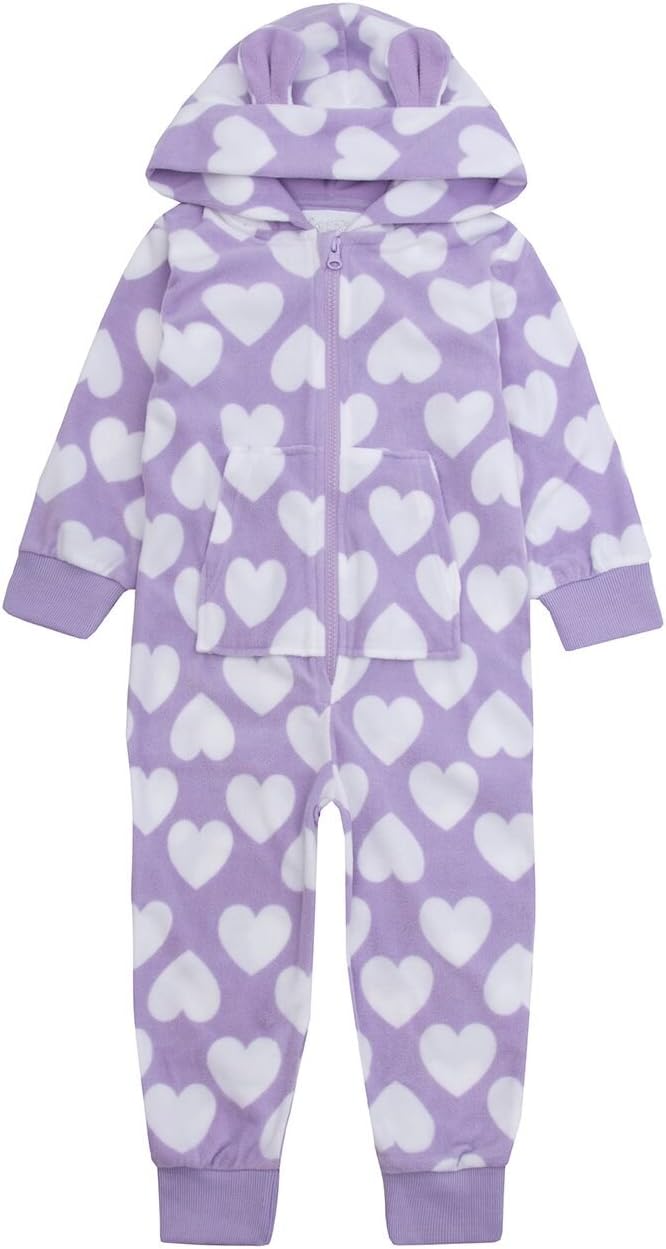 OneZee Girls Heart Microfleece All in One with Hood