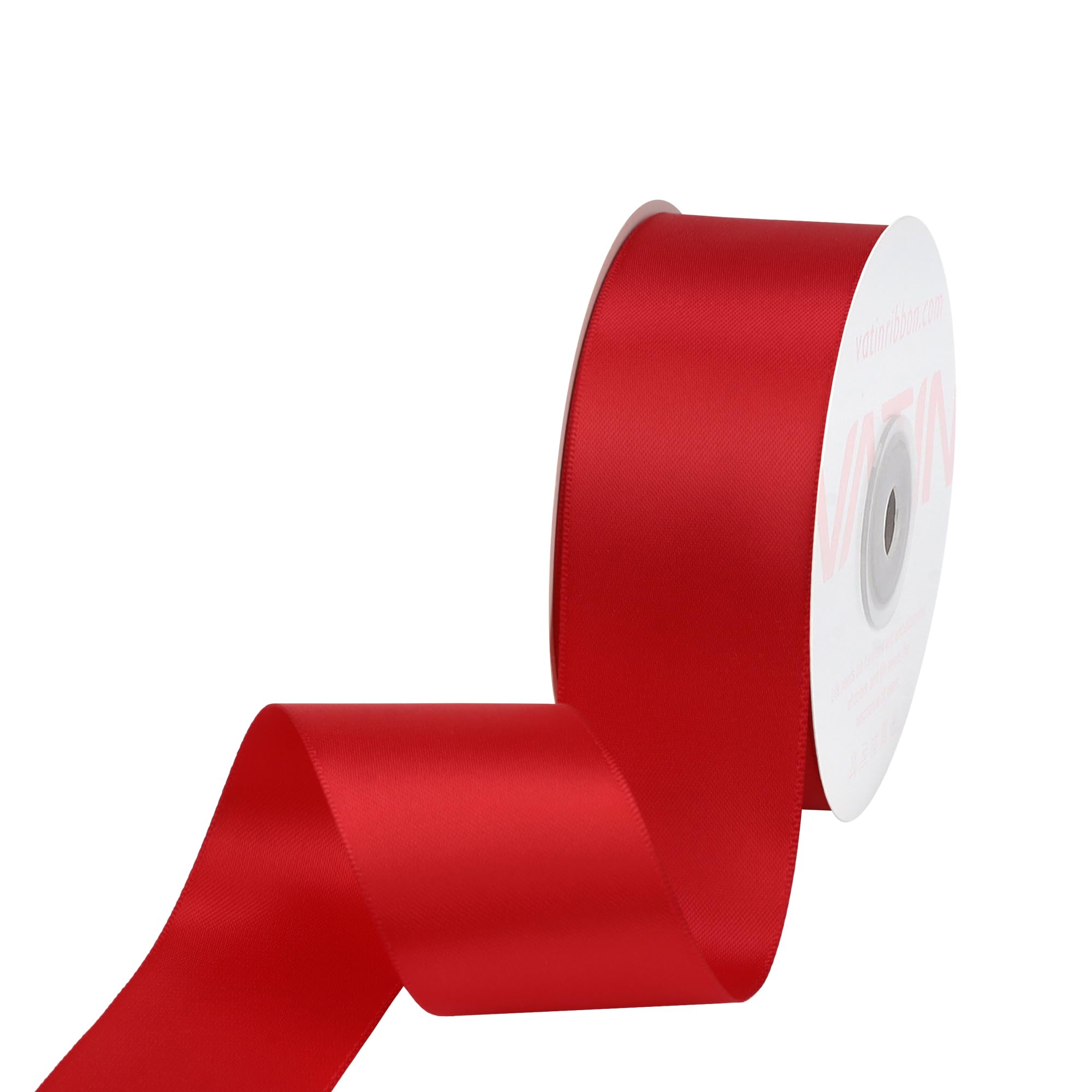 VATIN 38mm Wide Double Faced Polyester Red Satin Ribbon - 45 Metre, Perfect for Wedding, Gift Wrapping, Bow Making & Other Projectsc