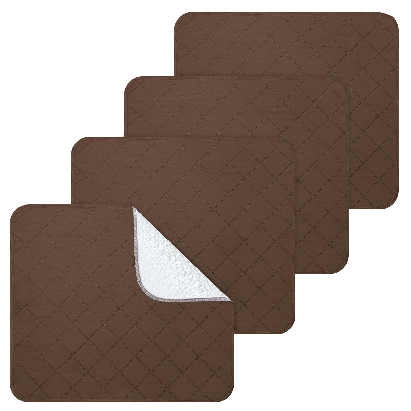 Photo 1 of Waterproof Chair Pads for Incontinence, 4 Pack Reusable Seat Protector Pads 18" x 16", Non-Slip Absorbent Wheelchair Pad Covers, Washable Chair Pads for Adults, Kids & Pets - Brown