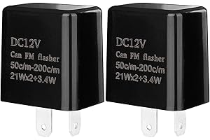 Weasch 2Pack 12VDC Adjustable Prong Flasher Replacement Compatible, with LED Electronic Flasher Relay for Led Turn Signal, Mo