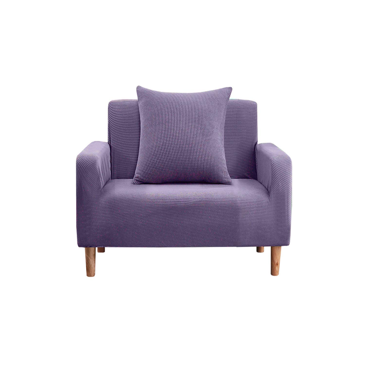 Trimming Shop Velvet Sofa/Couch Cover, Stretch Armchair Covers, Non-Slip Thick Velvet Spandex Couch Slipcovers, Living Room Furniture Protectors, Easy Machine Washable (Lavender, 1 Seater)