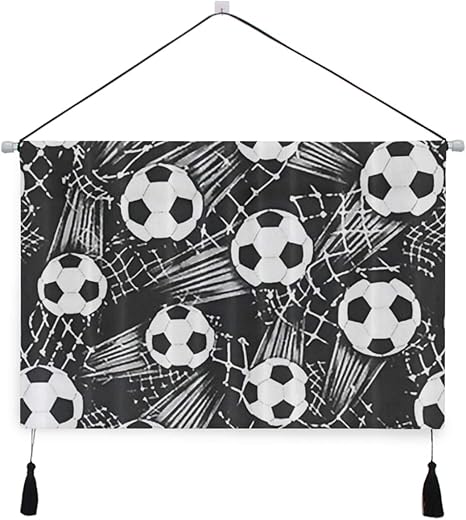 Amazon Co Jp Ecomaomi 壁掛けタペストリー ネットでサッカーボール おしゃれ壁吊り 多機能ホーム装飾 模様替え モダン ウォールアート 部屋 新居祝い ホーム キッチン