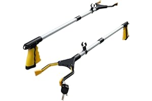 Opove 2-Pack 32" Grabber Reacher Tools, Foldable Assist Tool for Trash Pick Up with Magnetic Tip, 5.1" Wide Jaw and Rotating Gripper, Reacher Grabber, Litter Picker(Yellow)
