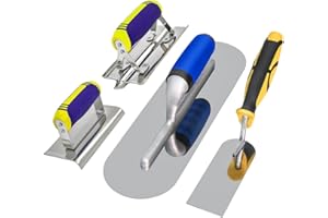 DIXIANG Concrete Tools Set Stainless Steel Pool Trowel and Margin Trowel Plus Concrete Edger and Groover Stucco Cement Kit Masonry Construction Hand Tool