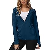 TIHEEN Women's UPF 50+ Sun Protection Hoodie Jacket Lightweight Full Zip Athletic Jacket Long Sleeve Shirt with Pockets