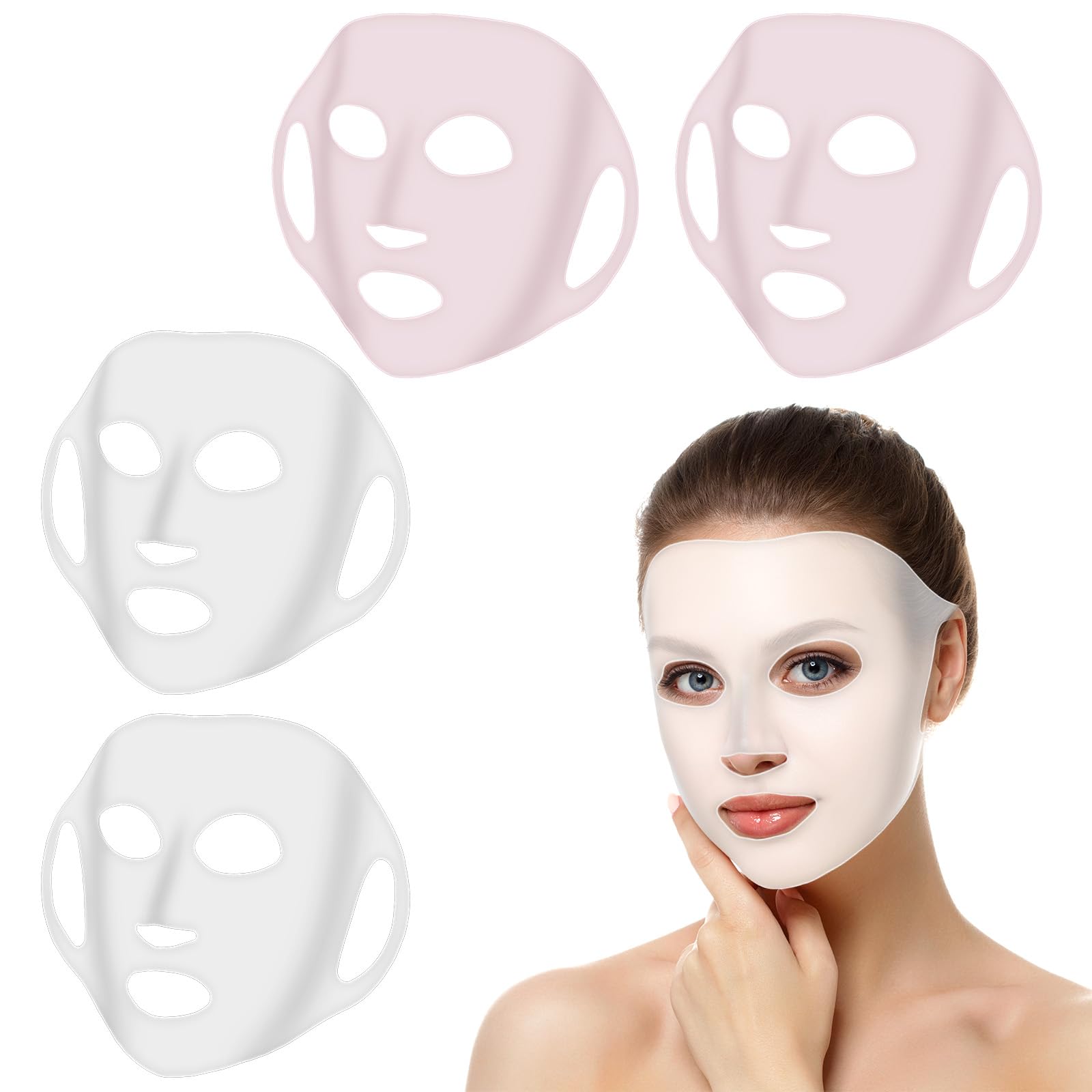 Photo 1 of oruola 4Pcs Reusable Face Mask Skin Care,Silicone Face Mask Holder for Sheet Masks, Moisturizing Skin Care 3D Sheet Masks Cover, Beauty Spa Tools, Suitable for Women's Skins Cares (Transparent, Pink)