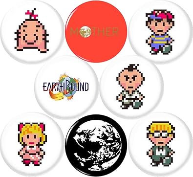 Amazon Com Earthbound X 8 New 1 Inch 25 Mm Pins Buttons Badges Snes Mother 2 Poo Ness Paula Dr Andonuts Jewelry