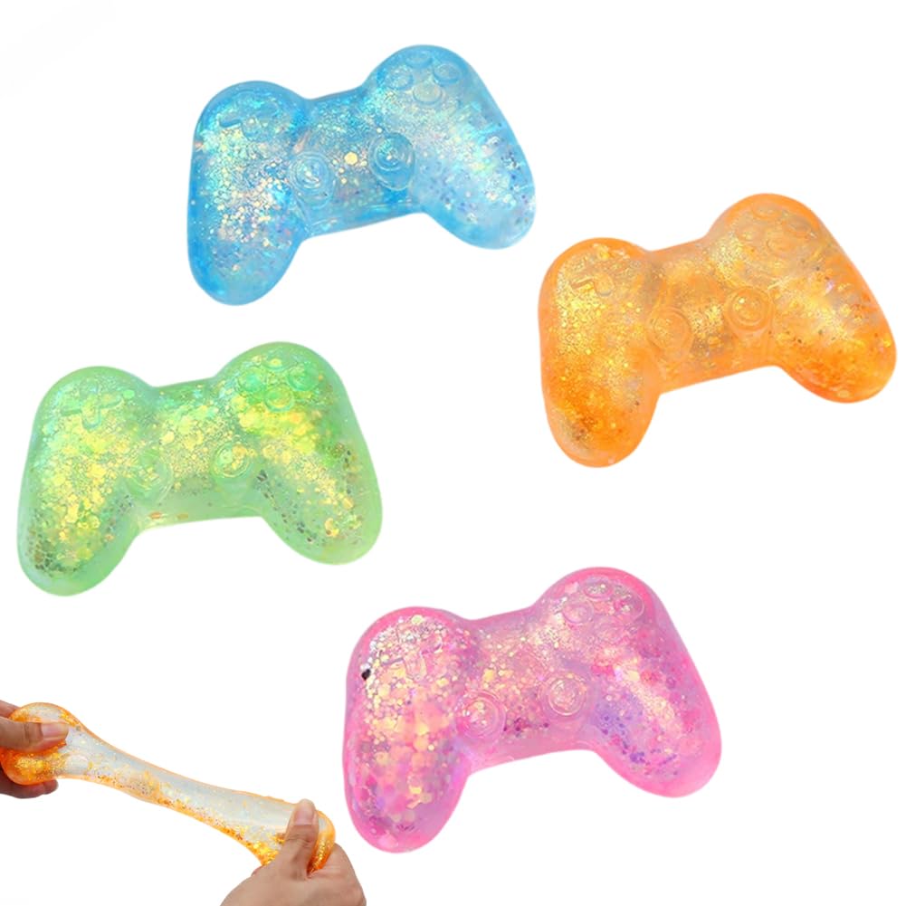 Gamepad Stress Relief Toys, Game Controller Toy Set, Adult Game Stress Relief Toys, Used for Stress Relief Unwind Relaxing Sensory Stretchy Ball Stretchy Fidget Toys Adults - 4PCS