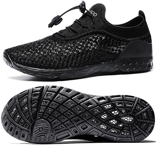 YUNGOD Men's and Women's Quick Drying Slip on Aqua Water Shoes Athletic Lightweight Walking Shoes (Women 11.5B(M) US/Men 10 D(M) US, 1-Black)