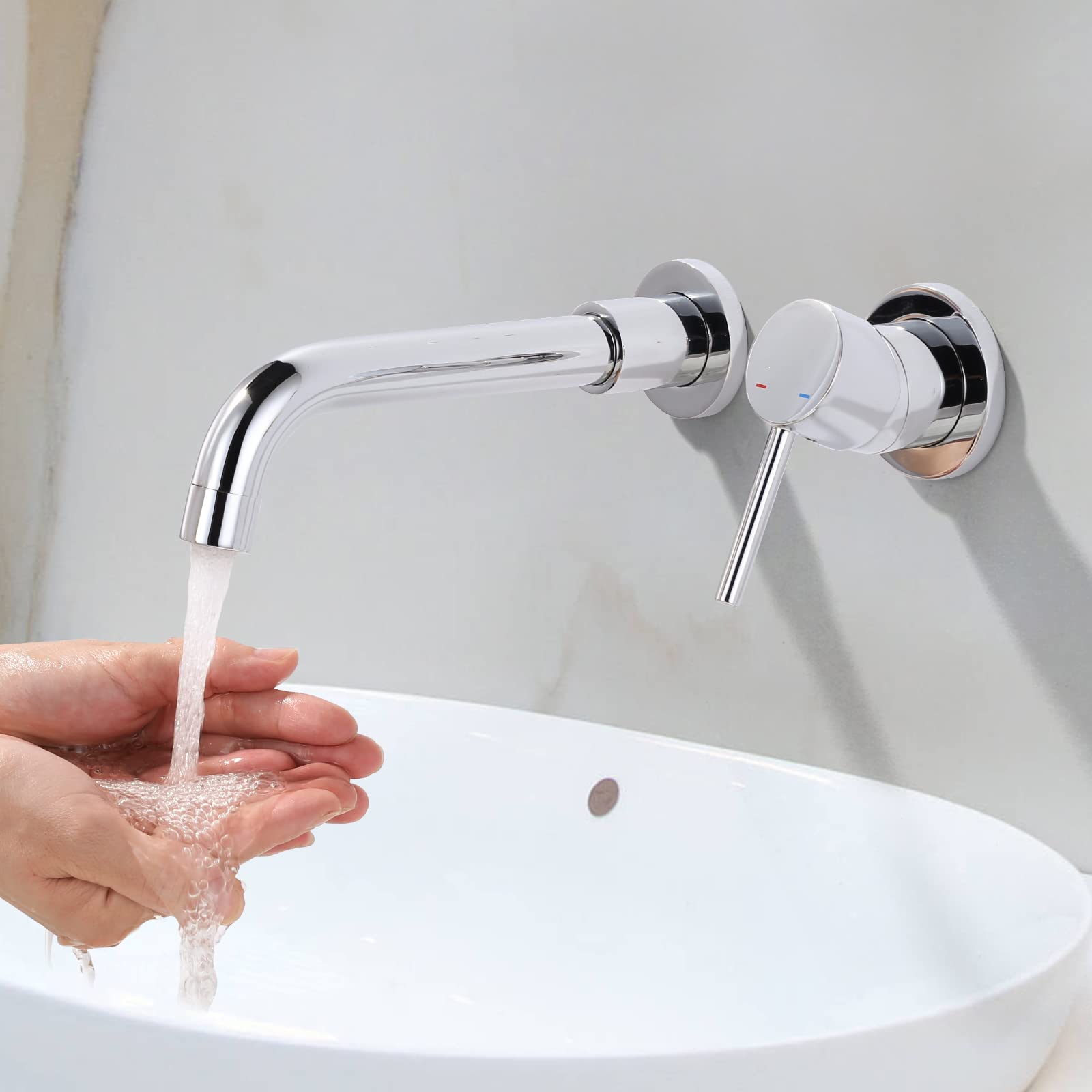 iVIGA Washbasin Tap, 360° Swivelling Tap Bathroom Flush-Mounted Sink Mixer Tap Copper with M24 Aerator Water-Saving Chrome — image 1