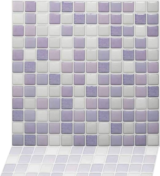 Sticky Fliesen Abziehen Und Aufkleben 3d Wandfliesen Pvc Kunststoff Silikon Mosaik Wandfliesen Wasserdicht Anti Schimmel Anti Ol Backsplash Fur Kuche Badezimmer Natur 5 Lila Weiss Amazon De Baumarkt