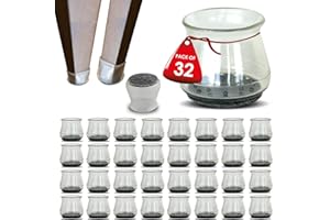 XWHARE 32 Pcs Clear Silicone Chair Leg Floor Protectors - Non Slip Chair Felt Pads for Hardwood Floors - Furniture Leg Floor Protectors & Covers to Avoid Scratches & Noise (Large Fit: 1.3” x 1.5” - 2.0")
