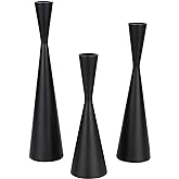 Vixdonos Taper Candlestick Holders Metal Candle Holders Set of 3 Table Decorative Candle Stand for Wedding, Dinning, Party,Home Decor (Matte Black)