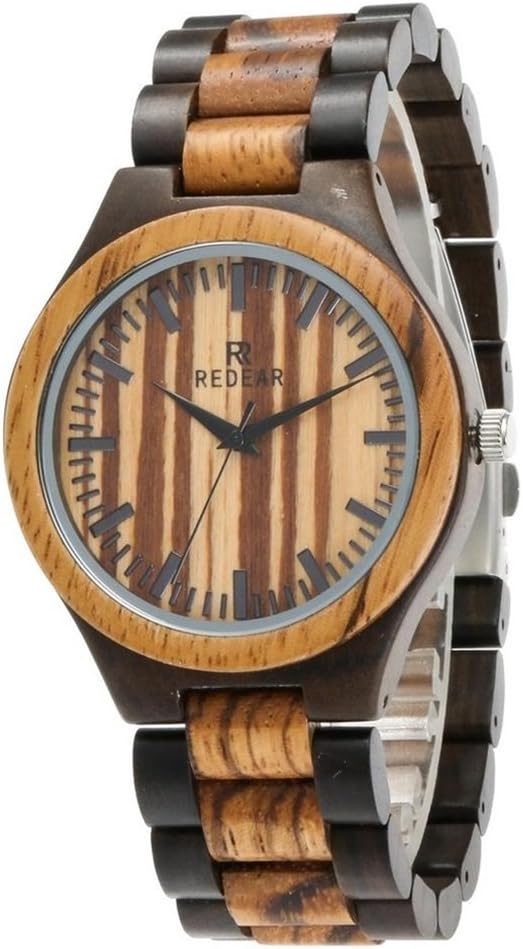 Redear Natural Black Sandalwood Men's Handmade Wood Watch with Japanese Quartz Movement Wrist Watch
