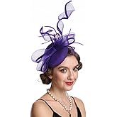 Haojing Feather Fascinator Hat for Women Vintage Bridal Headpiece Wedding Derby Hat