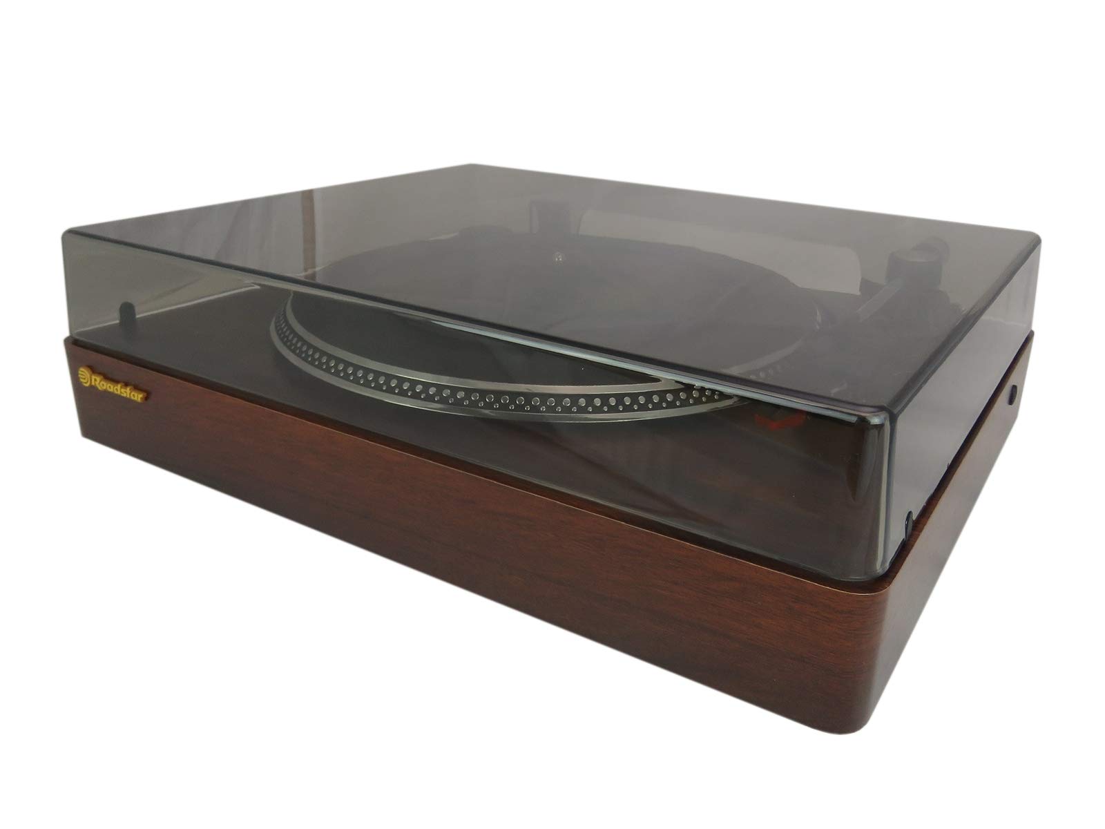 Roadstar TT-385BT-T Vintage Brown Wooden 33/45 /78 rpm Turntable Record Player with Bluetooth Transmitter and Pre-Amplified Line Audio Output