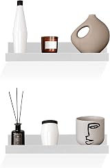 GEEZY White Floating Shelves Set of 2 30x10x5cm Modern Seamless Wall Mounts view 9