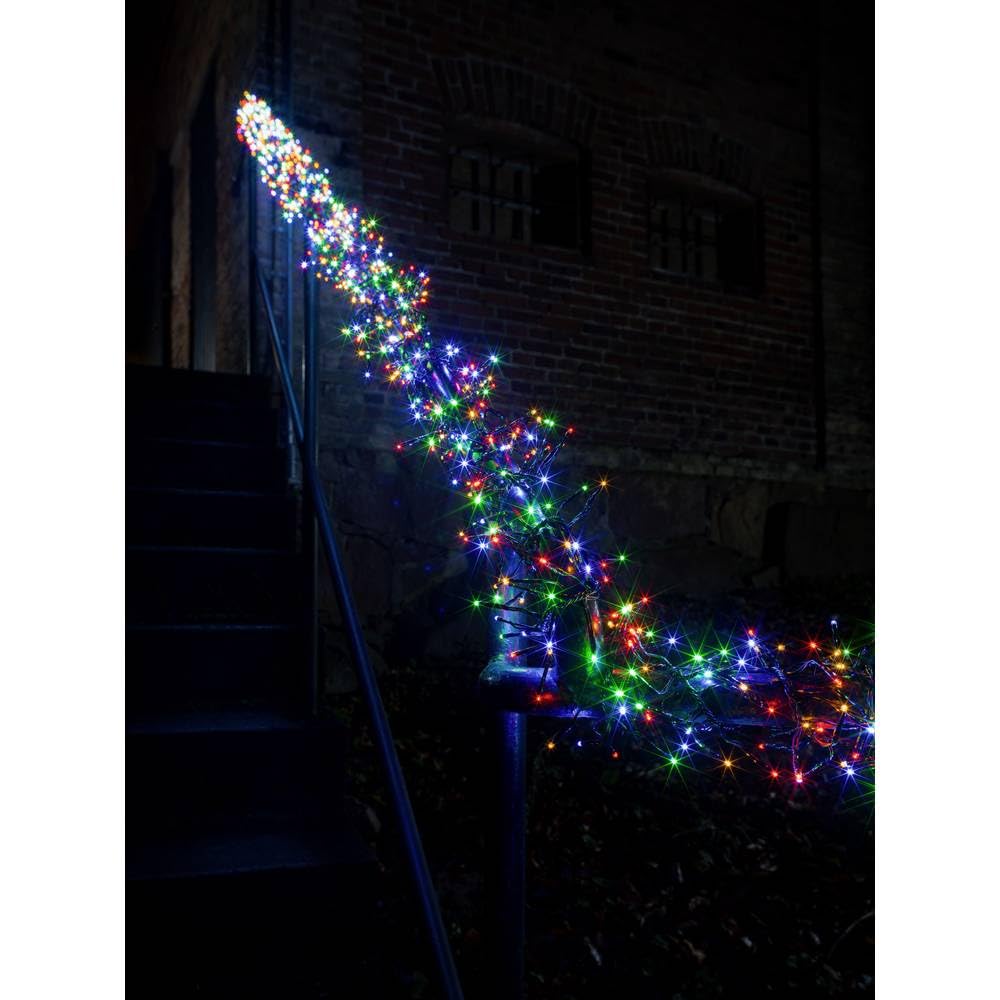 Konstsmide LED Cluster Christmas Outdoor Lights/Fairy Lights / 8 Functions, with Memory Control Unit / 1152 Multi Coloured Diodes/Black Cable String Lights