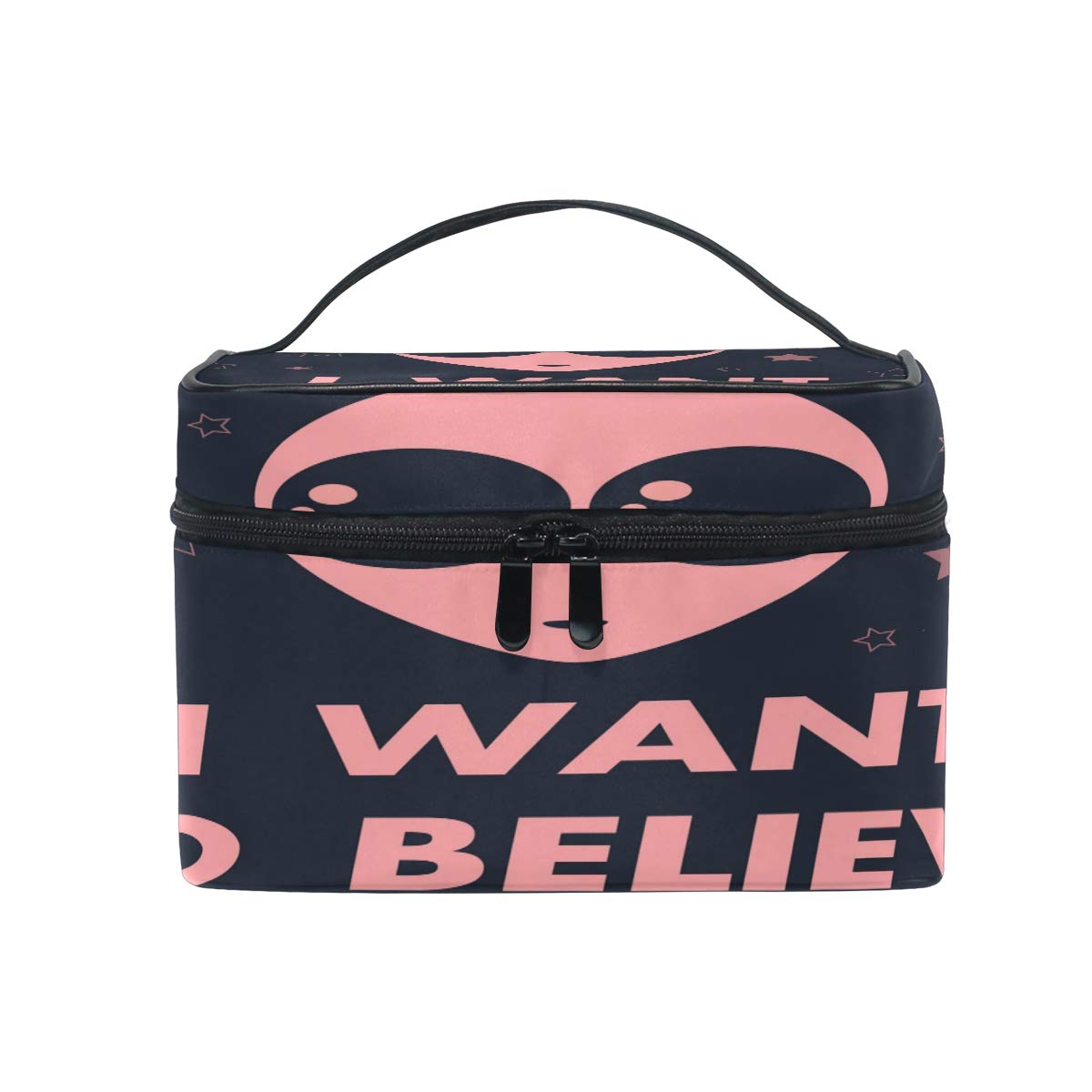 I Want To Believe Makeup Bag, Cosmetic Bag, Toiletry Bag, Cosmetic Makeup Organizer Case Storage, for Women, Men, Kids, Girls, Traveling, Professional, With Mesh Bag Brush Holder