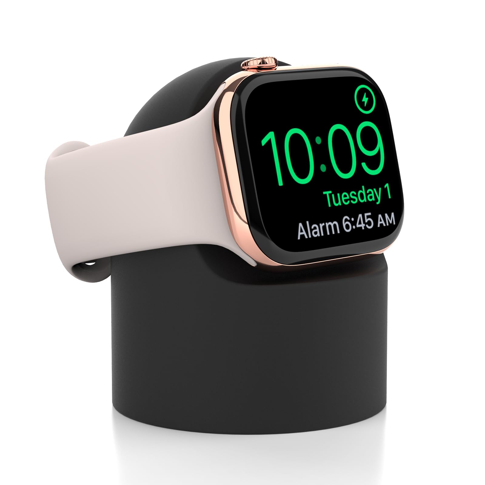 CYBERGUYS Apple Watch Charger Stand Silicone Dock, Black – iWatch Stand for Charger, Nightstand Mode Holder, Cable Management Charging Station for Apple Watch Ultra 3 Ultra 2 SE 3 Series 11 10 9 8 7