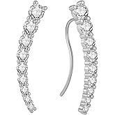Vinoya Climber Earrings for Women 925 Sterling Silver Ear Crawler Earrings White/Yellow/Rose Gold Plated Cubic Zirconia Earrings Jewelry