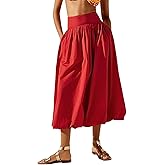 Sutusu Women Y2k Bubble Maxi Skirt Summer Elastic Low Waist A Line Long Skirt Casual Fairy Ruffle Pleated Midi Dress