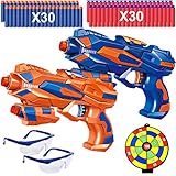 Bonbell 2 Pièces Pistolet Enfant, Pistolet Flechettes Jouet avec 60 Mousse Fléch