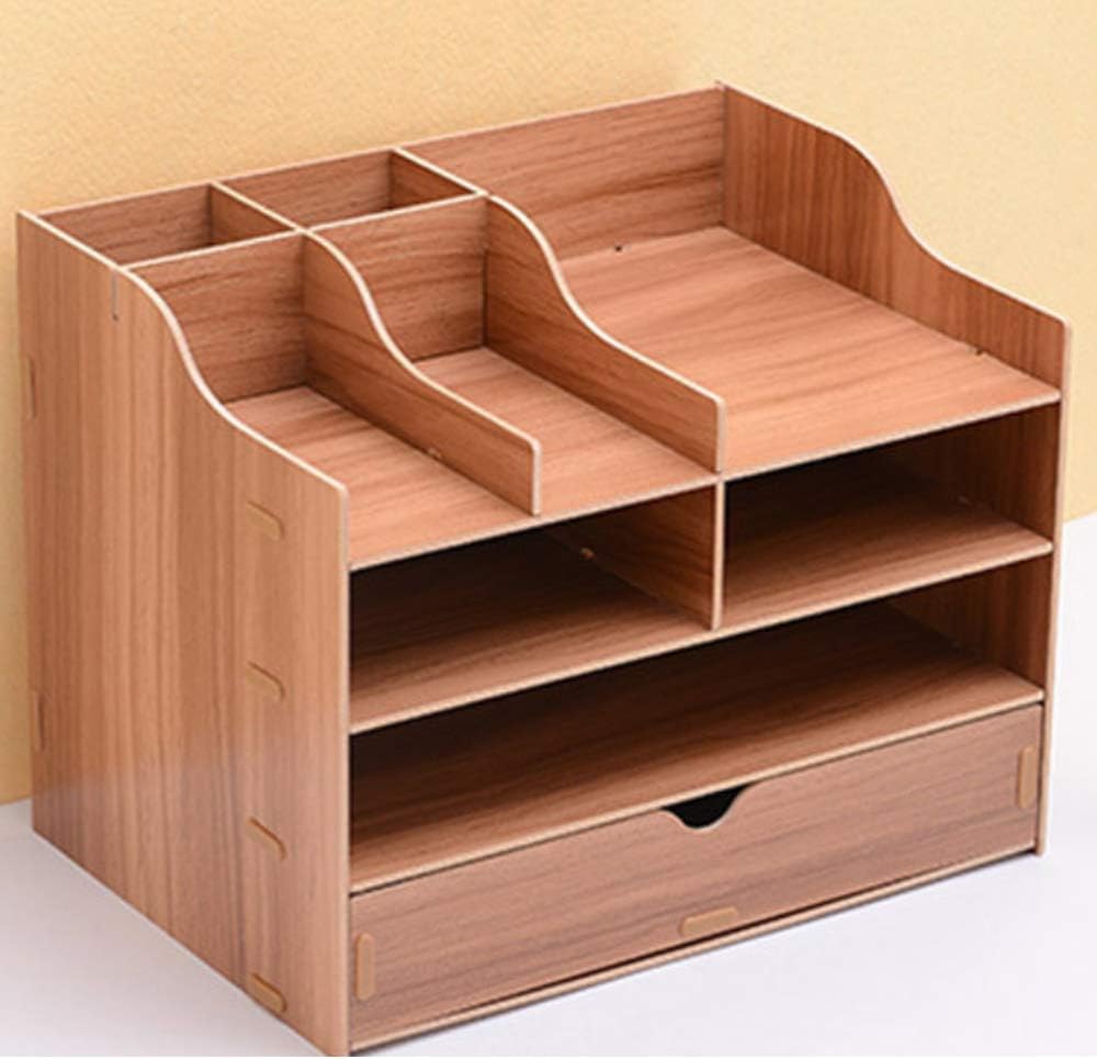 TXYJ Office Wooden Desk Organizer with 1 Drawers and Multiple Shelves