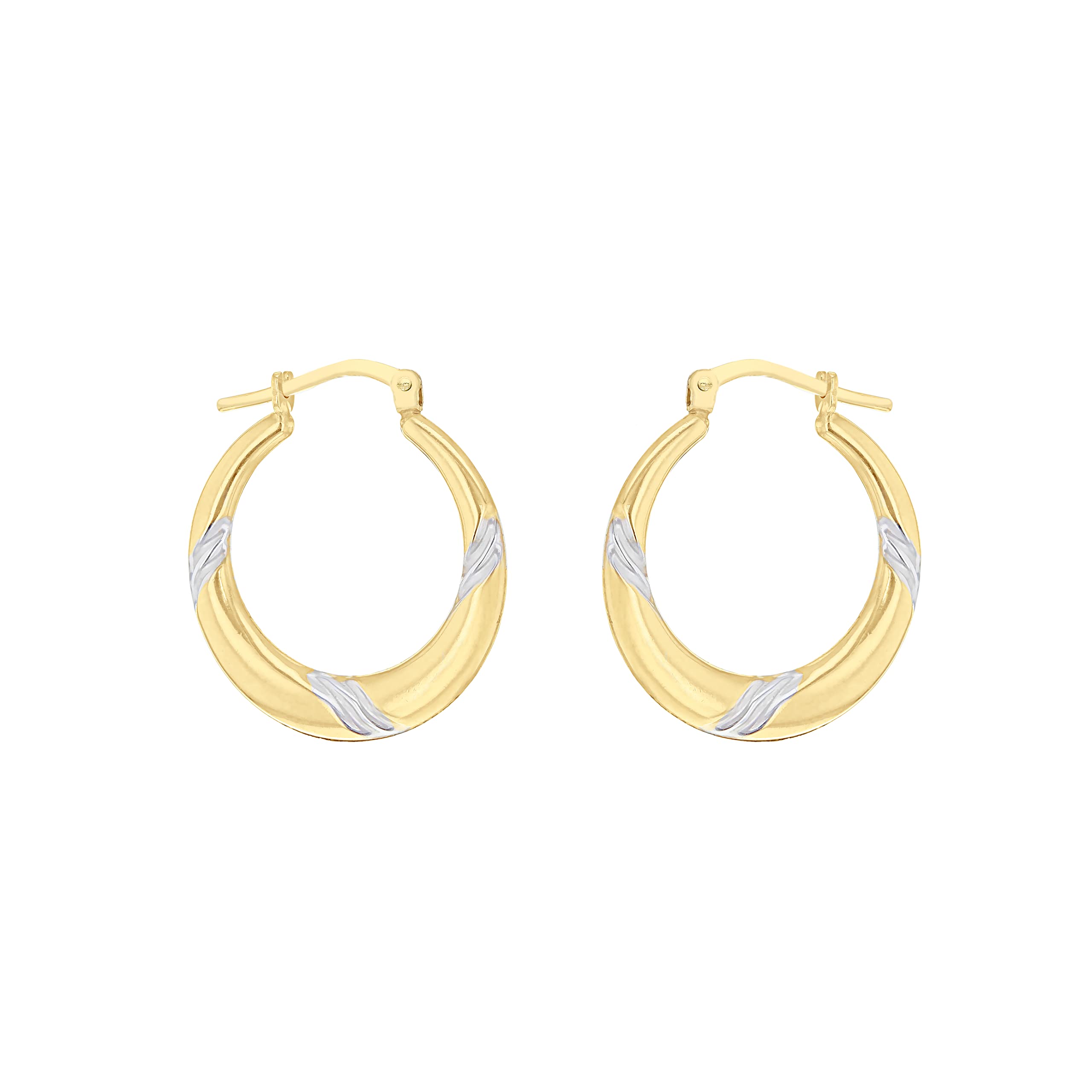 Tuscany Silver Women's Sterling Silver 9 ct Gold Bonded 21 mm Round Graduated Creole Earrings