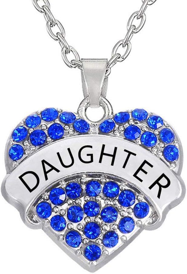 CULOVITY Grandma Mother Sister Daughter Necklace - Crystal Heart Pendant Necklace Love You Forever Gift for Womens Girls Family Member