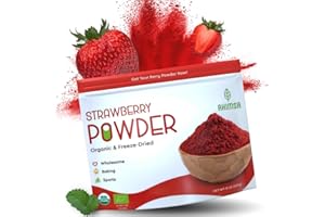 AHIMSA Organic Freeze Dried Strawberry Powder 8 oz | USDA Certified | Vegan Vitamin Food | Natural Organic Fruit Powder