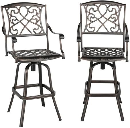 Amazon Com Yaheetech Set Of 2 Outdoor Cast Aluminum Patio Chair