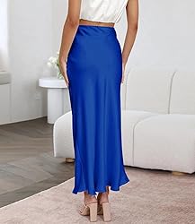 Outoshe Women's Satin High Waisted Maxi Skirts