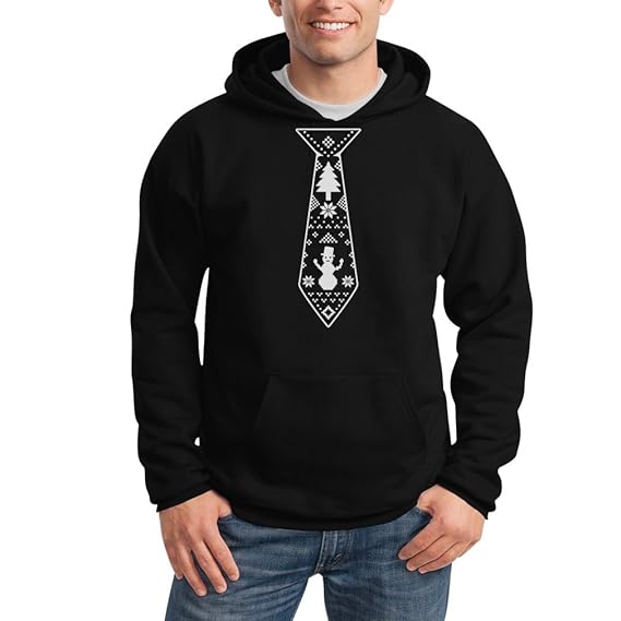 Hässliche Weihnachtskrawatte Kapuzenpullover Hoodie - Weihnachtsmode / Weihnachten
