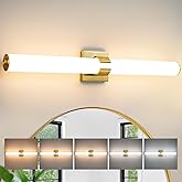 AIJIASI Gold Bathroom Light Fixtures Over Mirror - 31inch Vanity Light Fixture 28W 5CCT Dimmable LED Bathroom Sconce with Acr